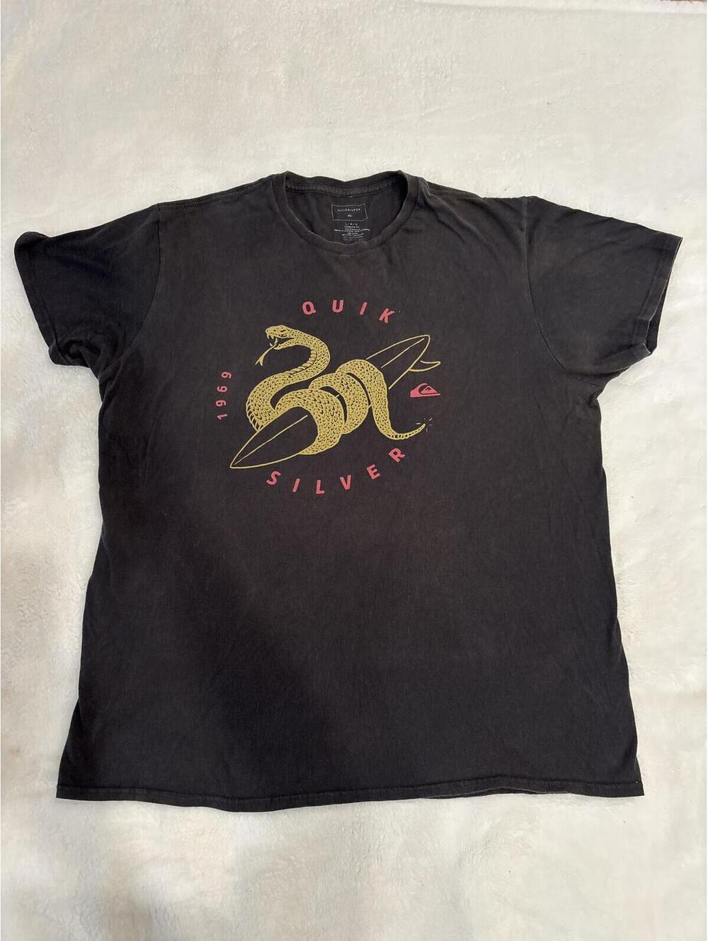 Quiksilver Men's 1969  Surfboard Graphic Tee T-Shirt - Black - Large